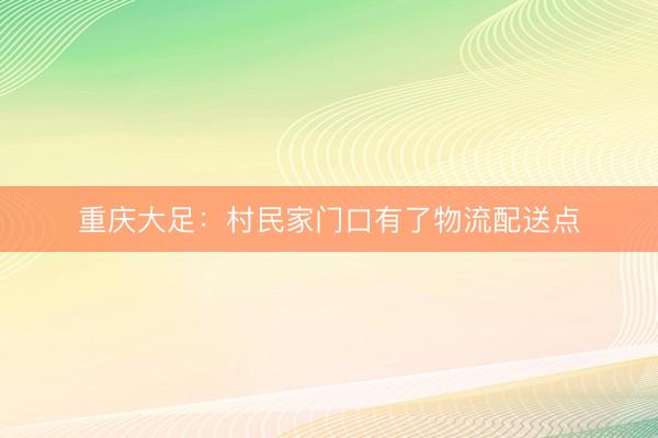 重庆大足：村民家门口有了物流配送点