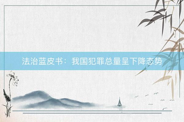 法治蓝皮书：我国犯罪总量呈下降态势