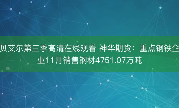 贝艾尔第三季高清在线观看 神华期货：重点钢铁企业11月销售钢材4751.07万吨