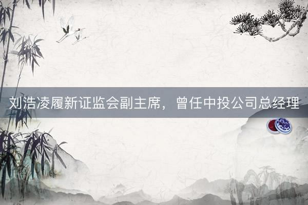 刘浩凌履新证监会副主席，曾任中投公司总经理