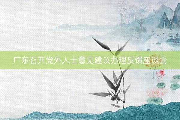 广东召开党外人士意见建议办理反馈座谈会