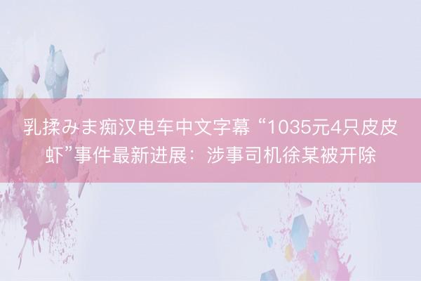 乳揉みま痴汉电车中文字幕 “1035元4只皮皮虾”事件最新进展:涉事司机徐某被开除