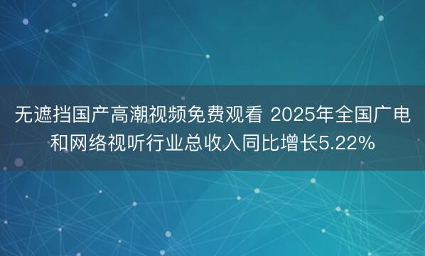 无遮挡国产高潮视频免费观看 2025年全国广电和网络视听行业总收入同比增长5.22%