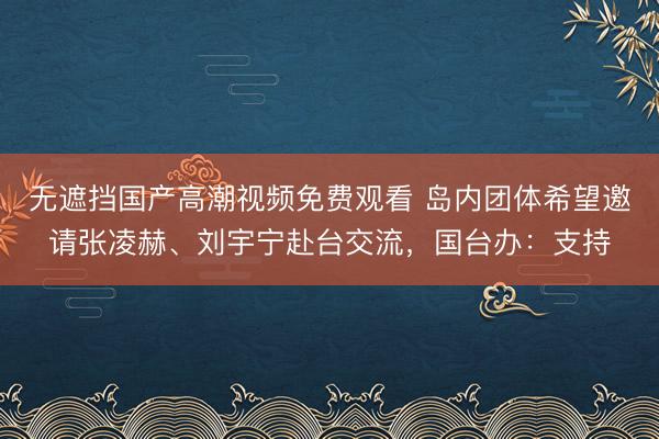 无遮挡国产高潮视频免费观看 岛内团体希望邀请张凌赫、刘宇宁赴台交流，国台办：支持