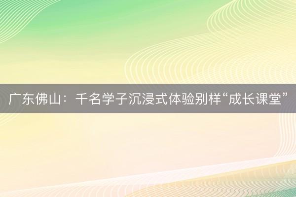 广东佛山：千名学子沉浸式体验别样“成长课堂”