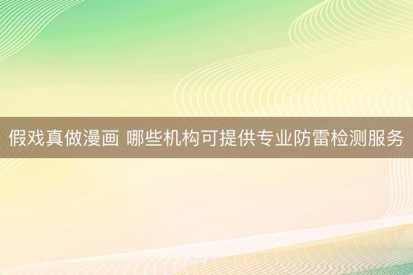 假戏真做漫画 哪些机构可提供专业防雷检测服务