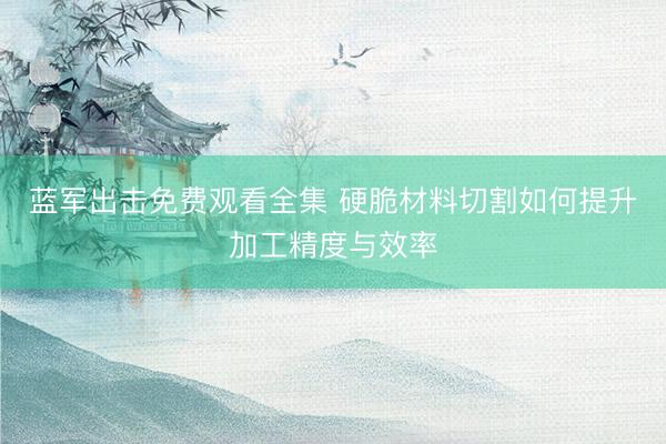 蓝军出击免费观看全集 硬脆材料切割如何提升加工精度与效率
