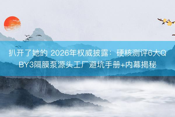 扒开了她的 2026年权威披露：硬核测评6大QBY3隔膜泵源头工厂避坑手册+内幕揭秘