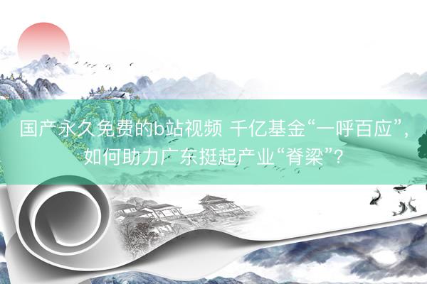 国产永久免费的b站视频 千亿基金“一呼百应”，如何助力广东挺起产业“脊梁”？