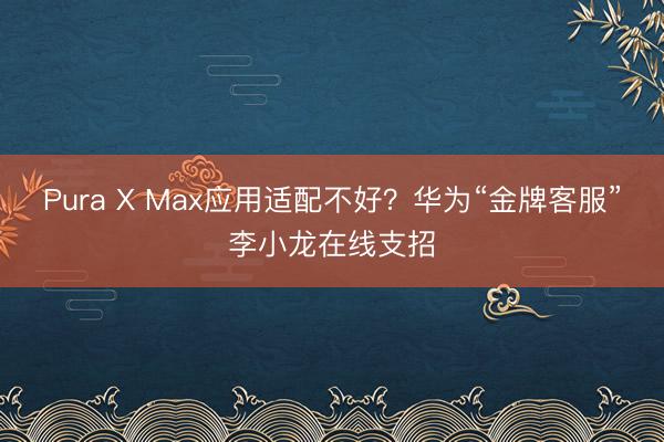 Pura X Max应用适配不好？华为“金牌客服”李小龙在线支招