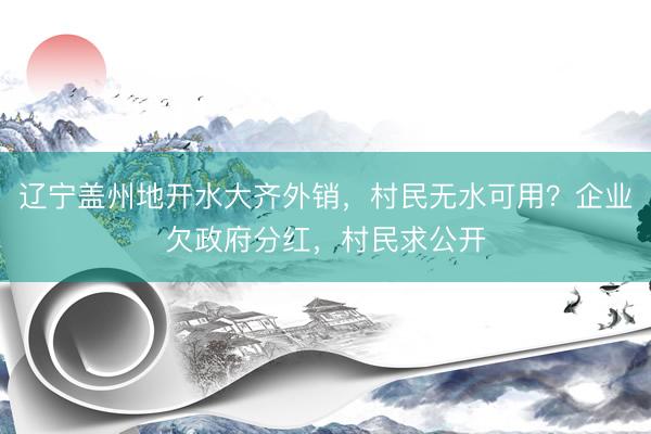 辽宁盖州地开水大齐外销，村民无水可用？企业欠政府分红，村民求公开