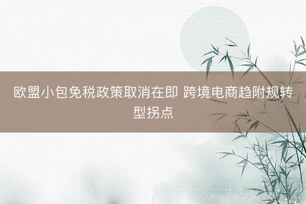 欧盟小包免税政策取消在即 跨境电商趋附规转型拐点