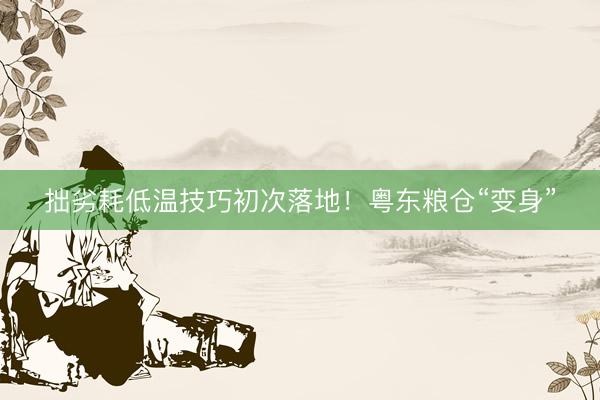 拙劣耗低温技巧初次落地！粤东粮仓“变身”