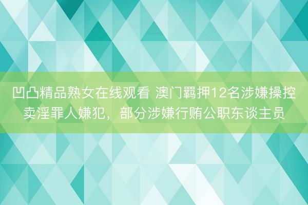 凹凸精品熟女在线观看 澳门羁押12名涉嫌操控卖淫罪人嫌犯,部分涉嫌行贿公职东谈主员
