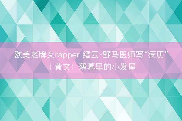 欧美老牌女rapper 缙云·野马医师写“病历”丨黄文：薄暮里的小发屋