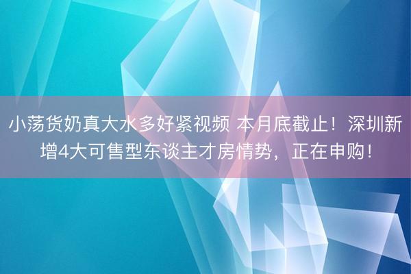 小荡货奶真大水多好紧视频 本月底截止！深圳新增4大可售型东谈主才房情势，正在申购！