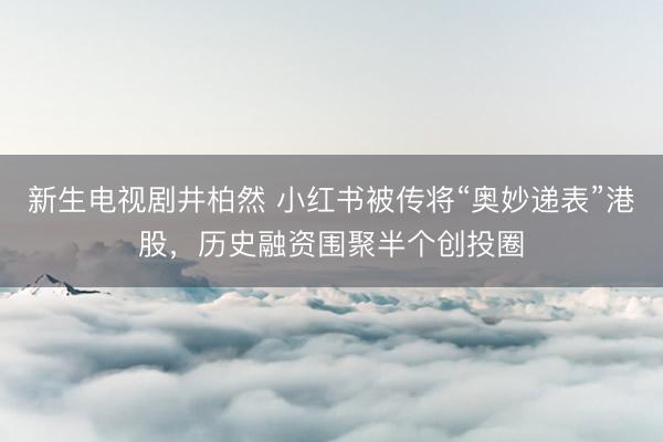 新生电视剧井柏然 小红书被传将“奥妙递表”港股，历史融资围聚半个创投圈